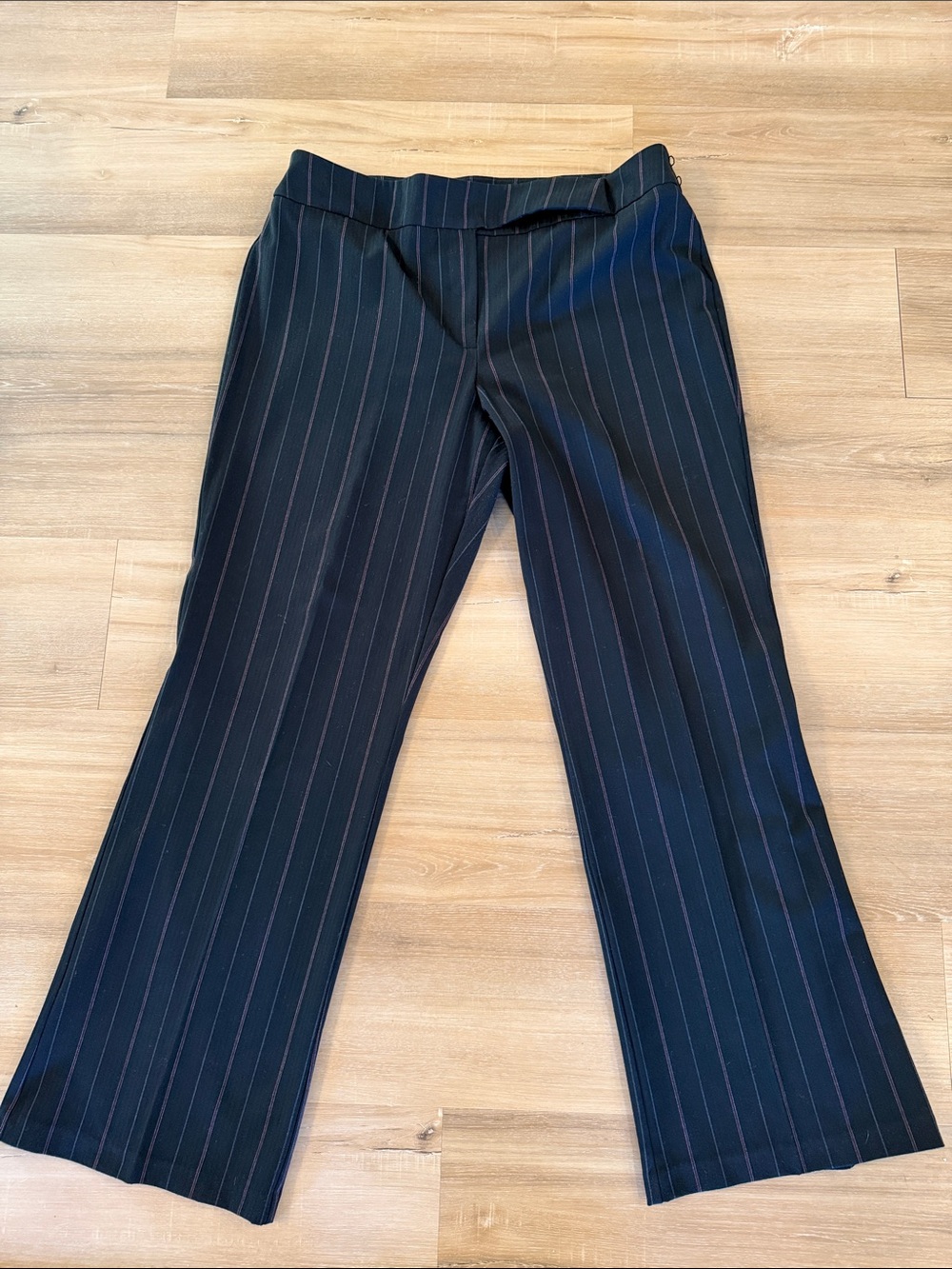 Tribal Black Pinstripe Dress Pants with Blue Stripes